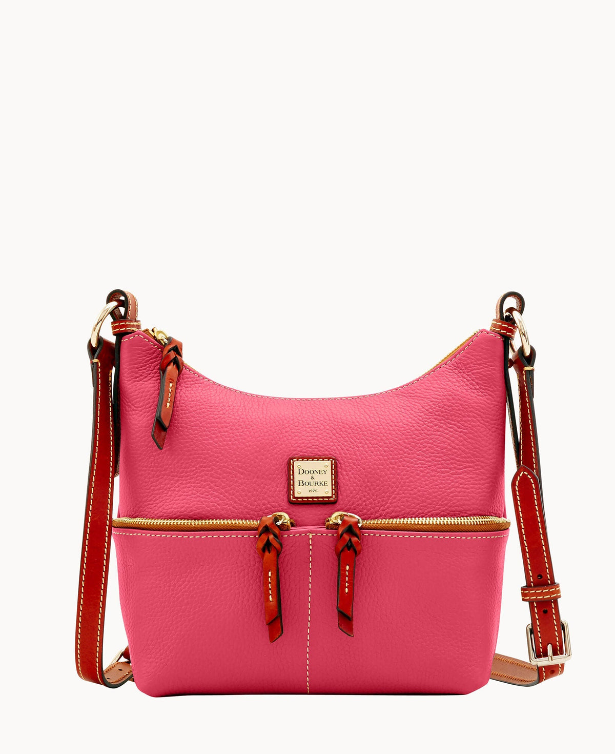 Pebble Grain Alyssa Crossbody - Hot Pink