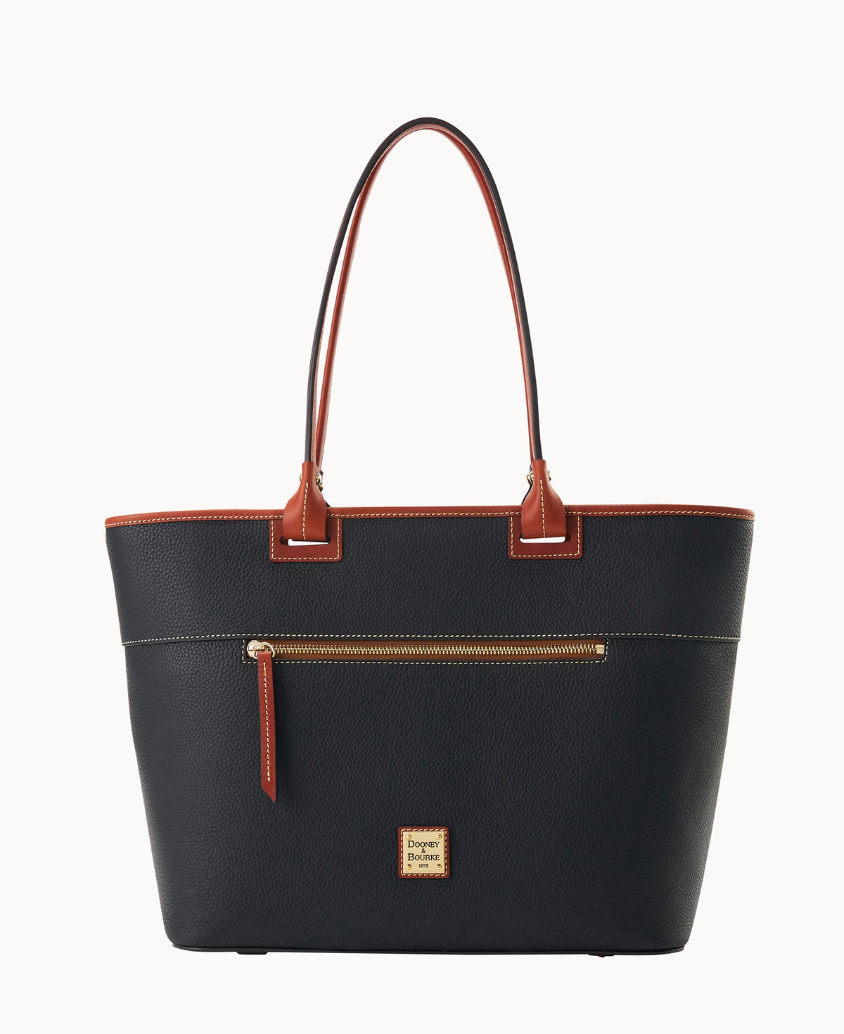 Pebble Grain Large Zip Tote - Black
