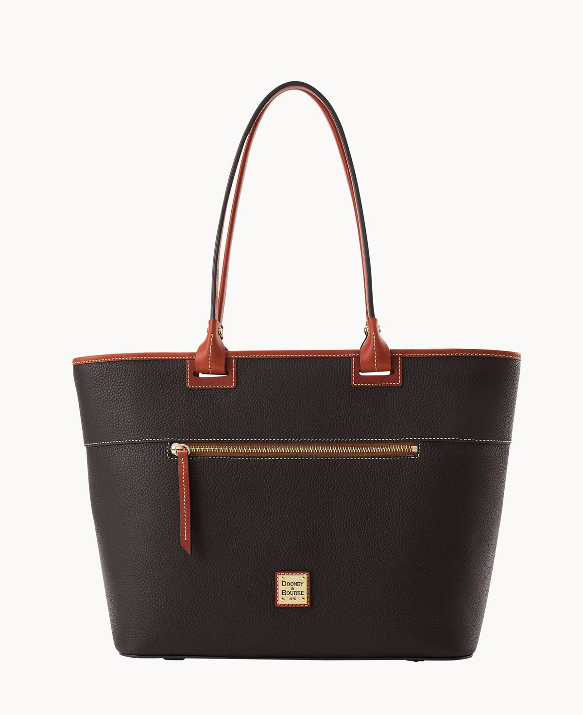 Pebble Grain Large Zip Tote - Brown Tmoro