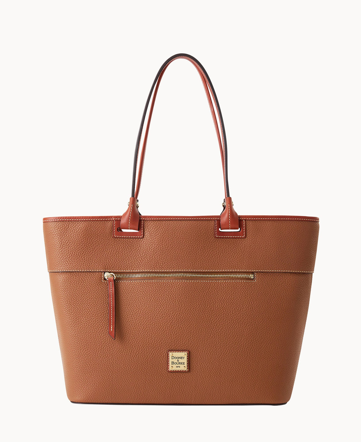 Pebble Grain Large Zip Tote - Caramel