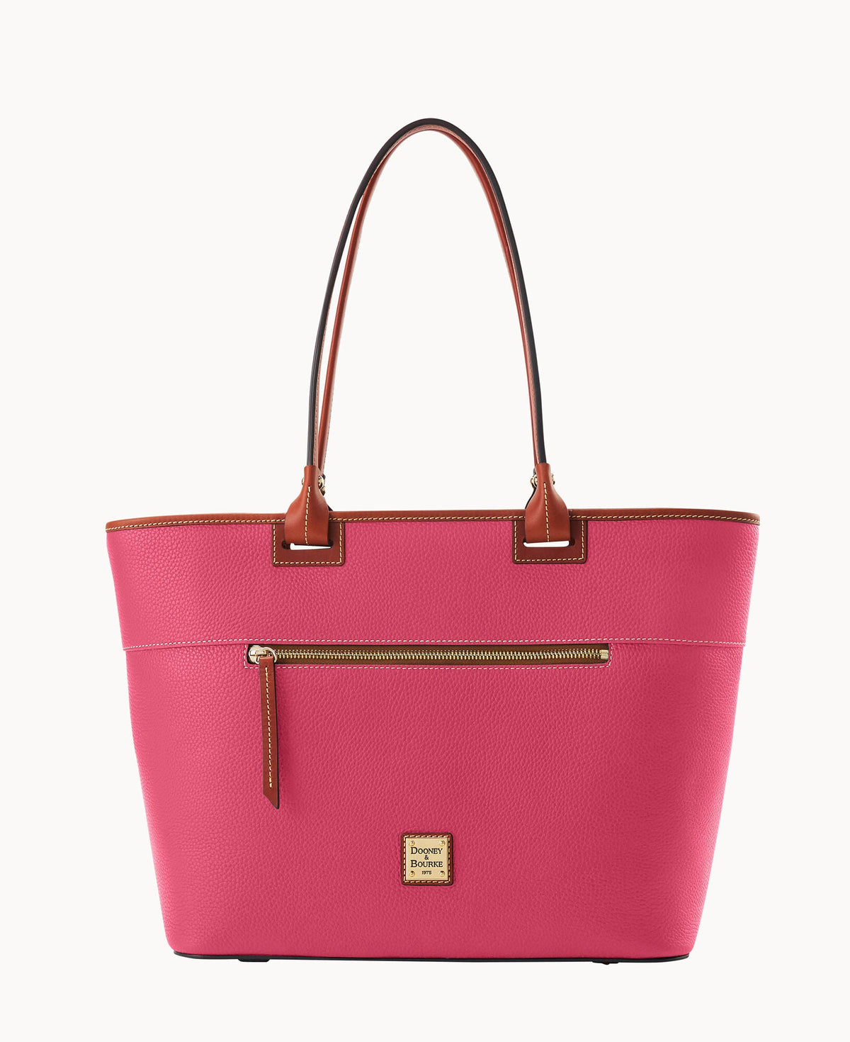 Pebble Grain Large Zip Tote - Hot Pink