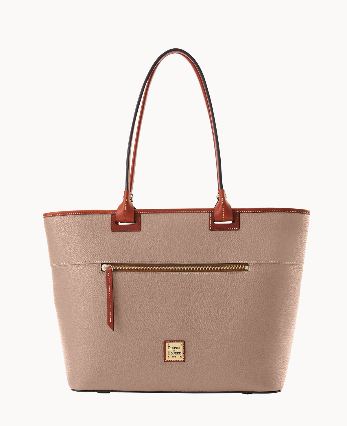 Pebble Grain Large Zip Tote - Taupe
