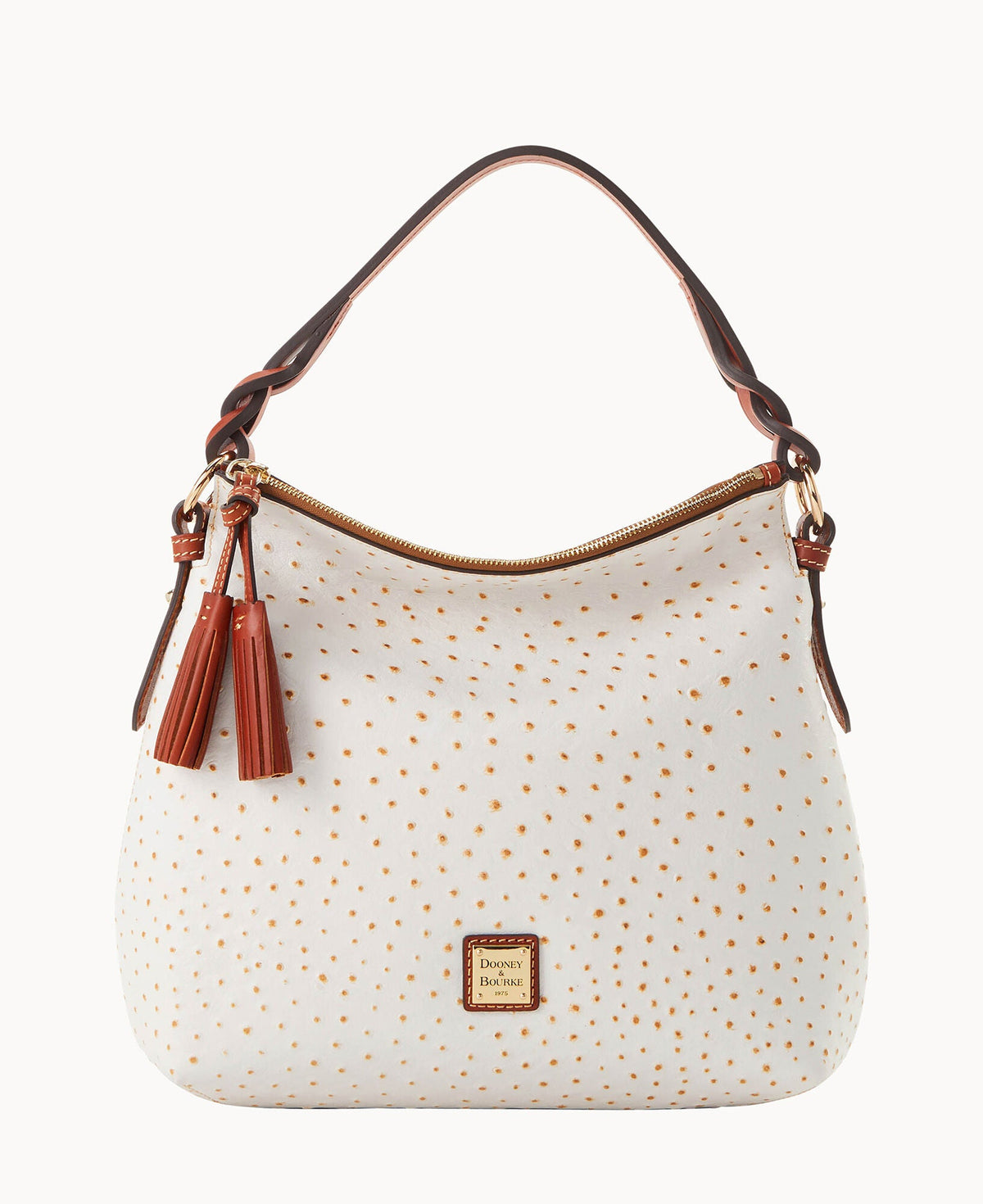 Ostrich Twist Strap Hobo - Bone