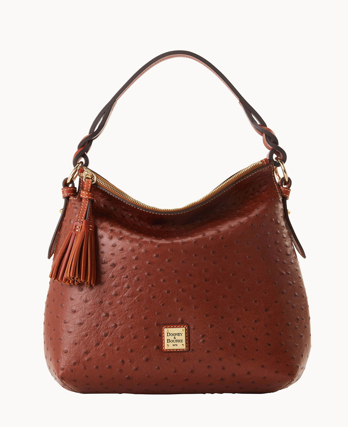 Ostrich Twist Strap Hobo - Cognac