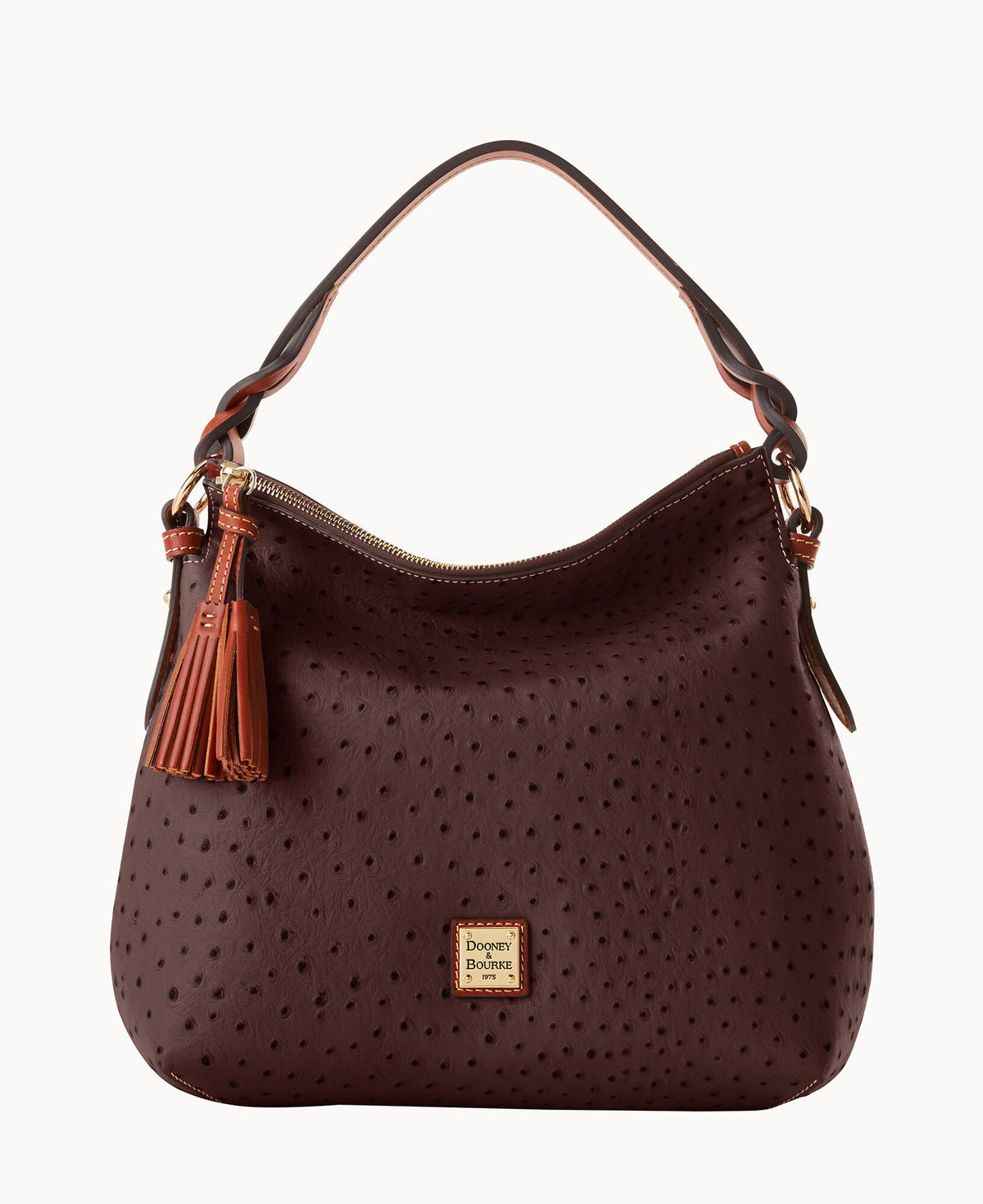 Ostrich Twist Strap Hobo - Espresso
