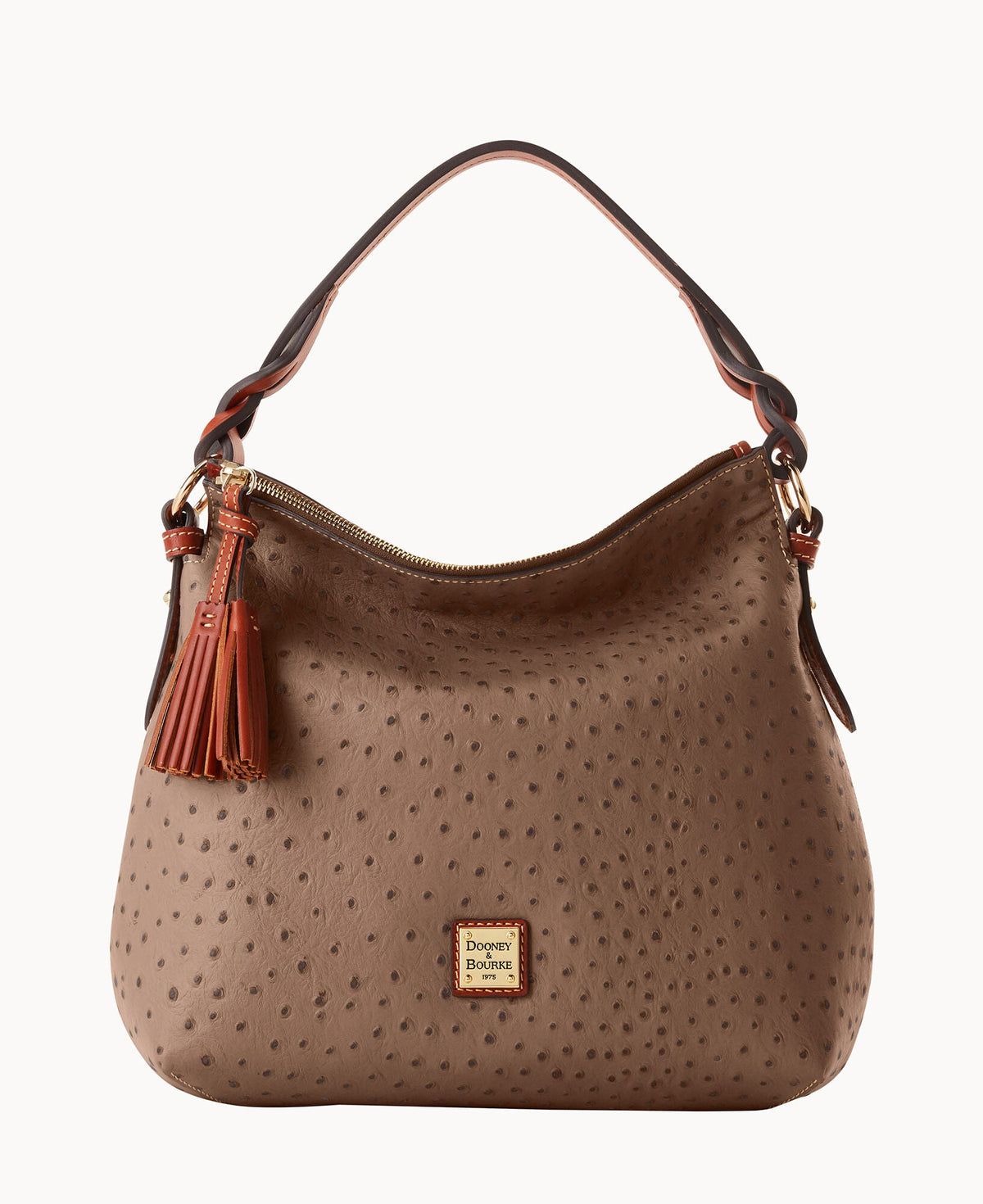 Ostrich Twist Strap Hobo - Elephant