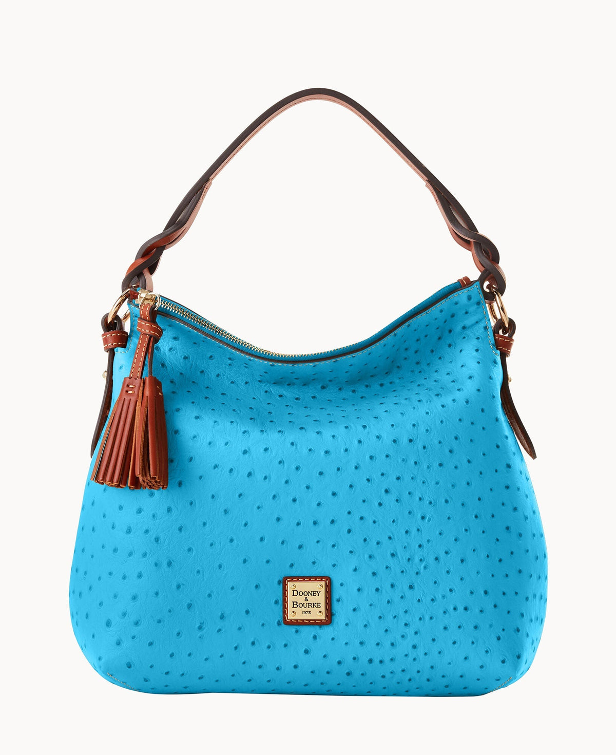Ostrich Twist Strap Hobo - Sky Blue