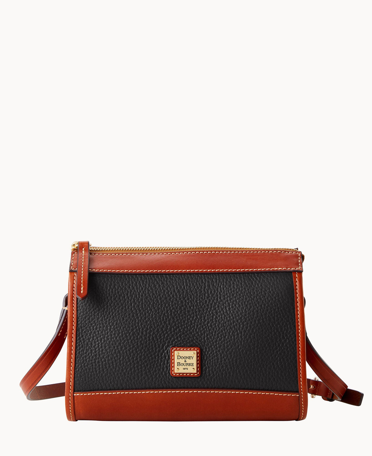 Pebble Grain Zip Crossbody - Black