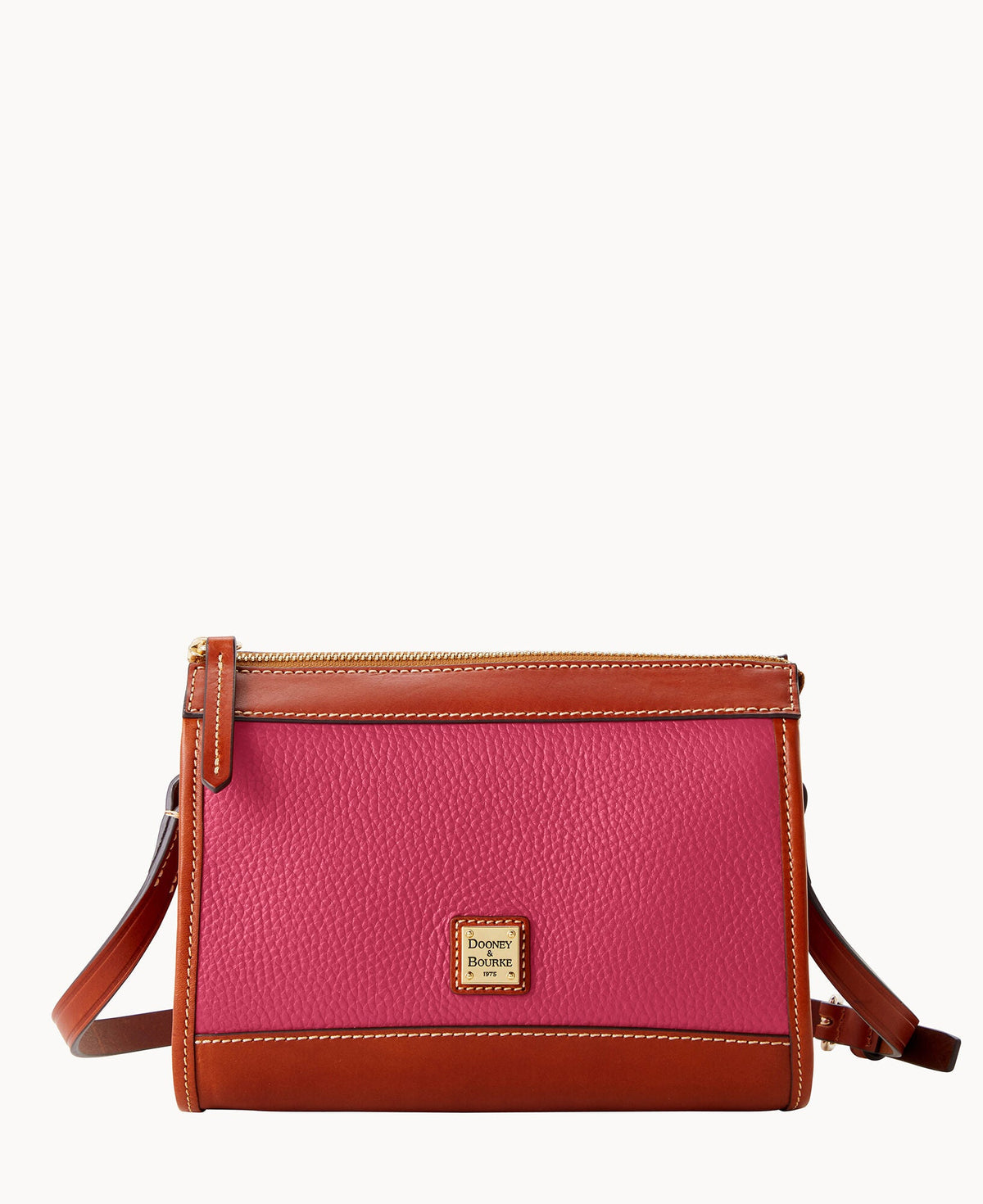 Pebble Grain Zip Crossbody - Hot Pink