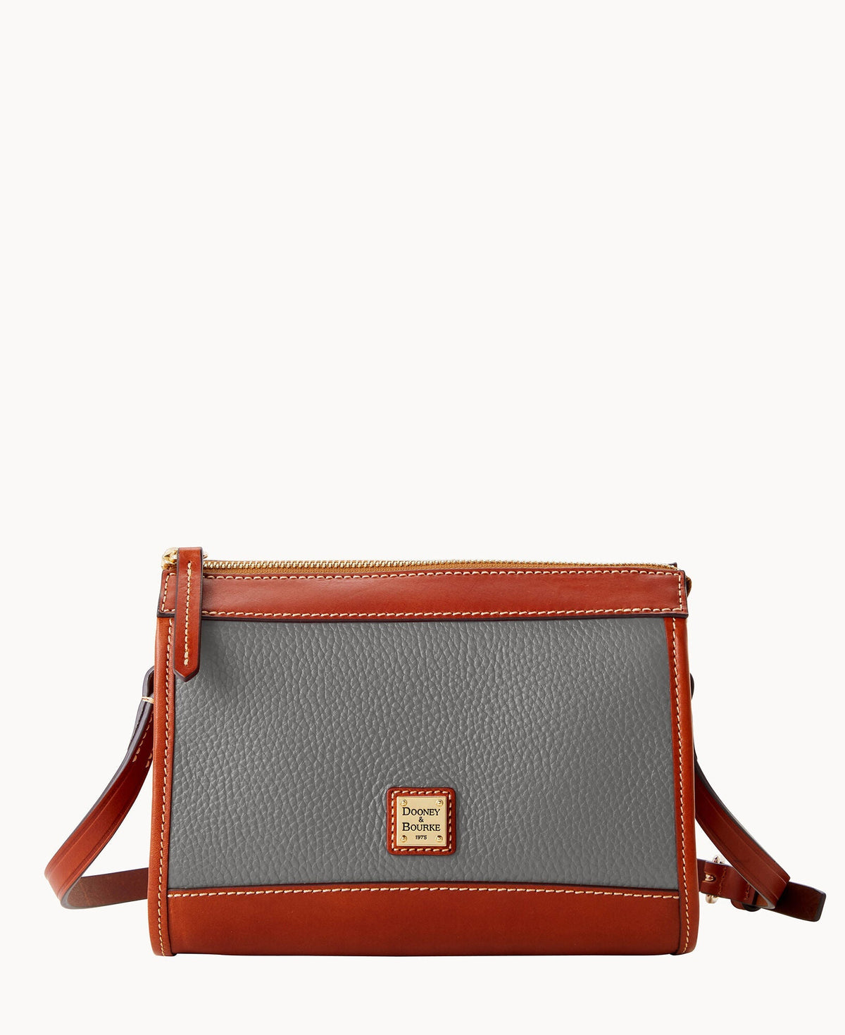 Pebble Grain Zip Crossbody - Smoke