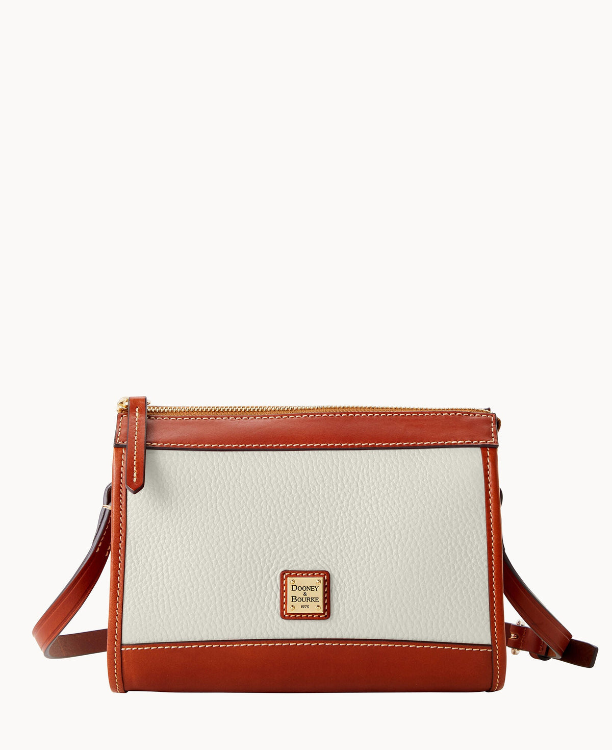 Pebble Grain Zip Crossbody - White