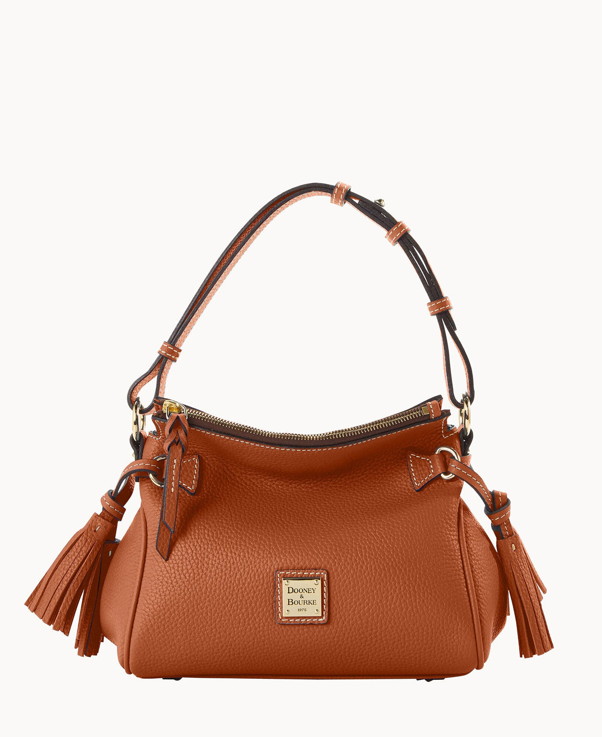 Pebble Grain Tassel Shoulder Bag - Caramel