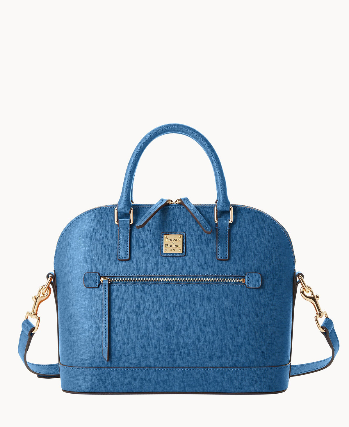 Saffiano Domed Zip Satchel - Denim