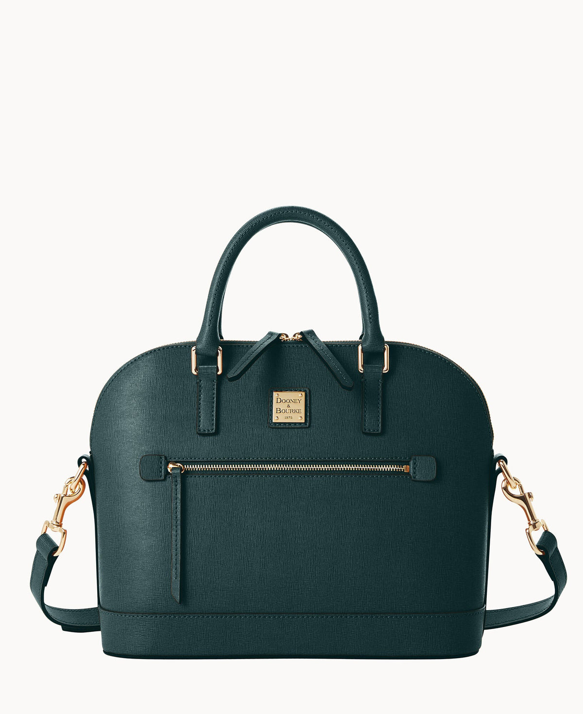 Saffiano Domed Zip Satchel - Ivy