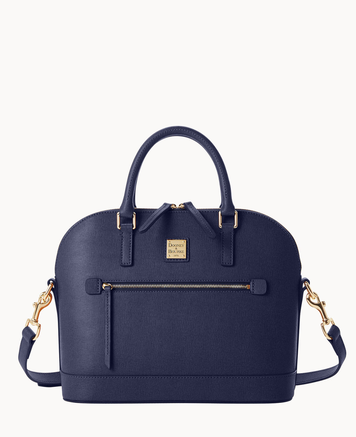 Saffiano Domed Zip Satchel - Marine