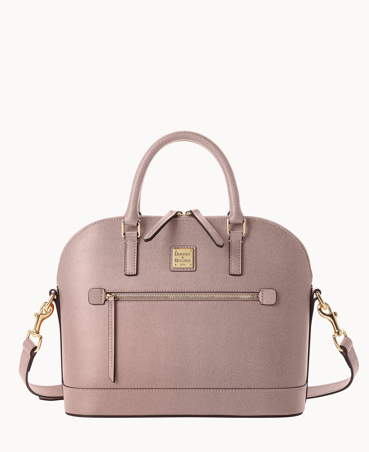 Saffiano Domed Zip Satchel - Oyster
