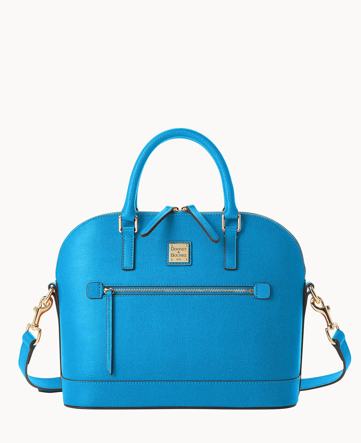 Saffiano Domed Zip Satchel - Royal Blue