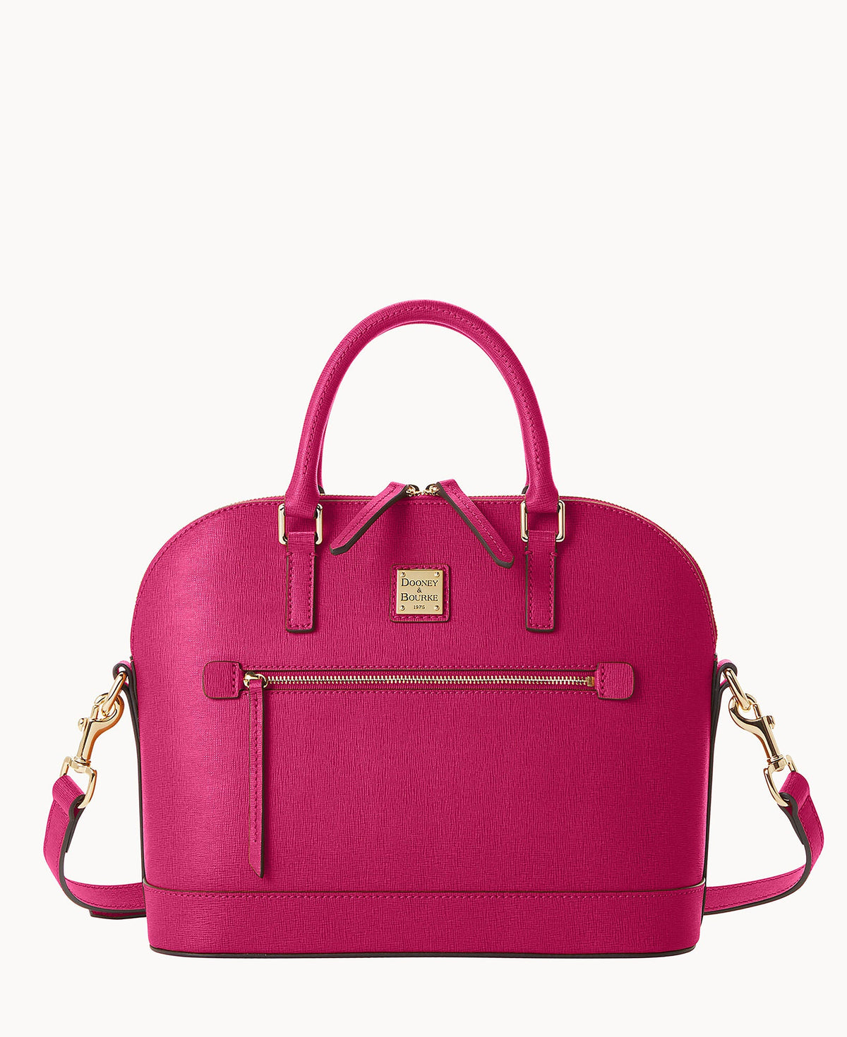 Saffiano Domed Zip Satchel - Violet