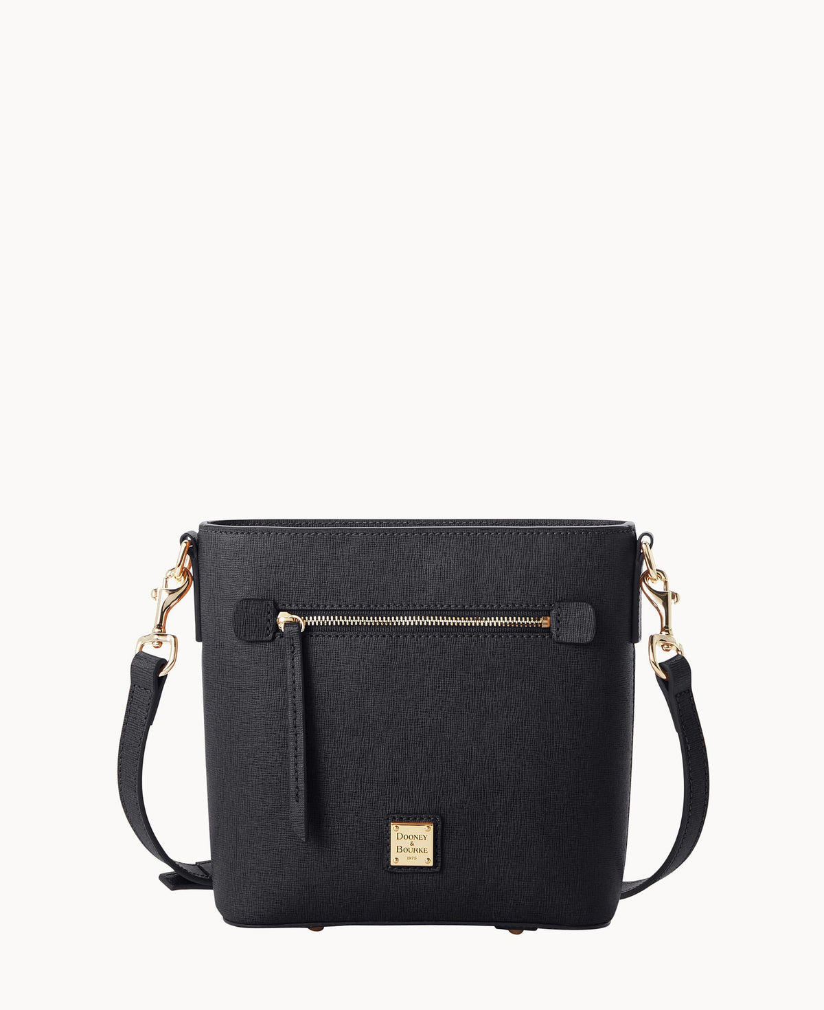 Saffiano Small Zip Crossbody - Black