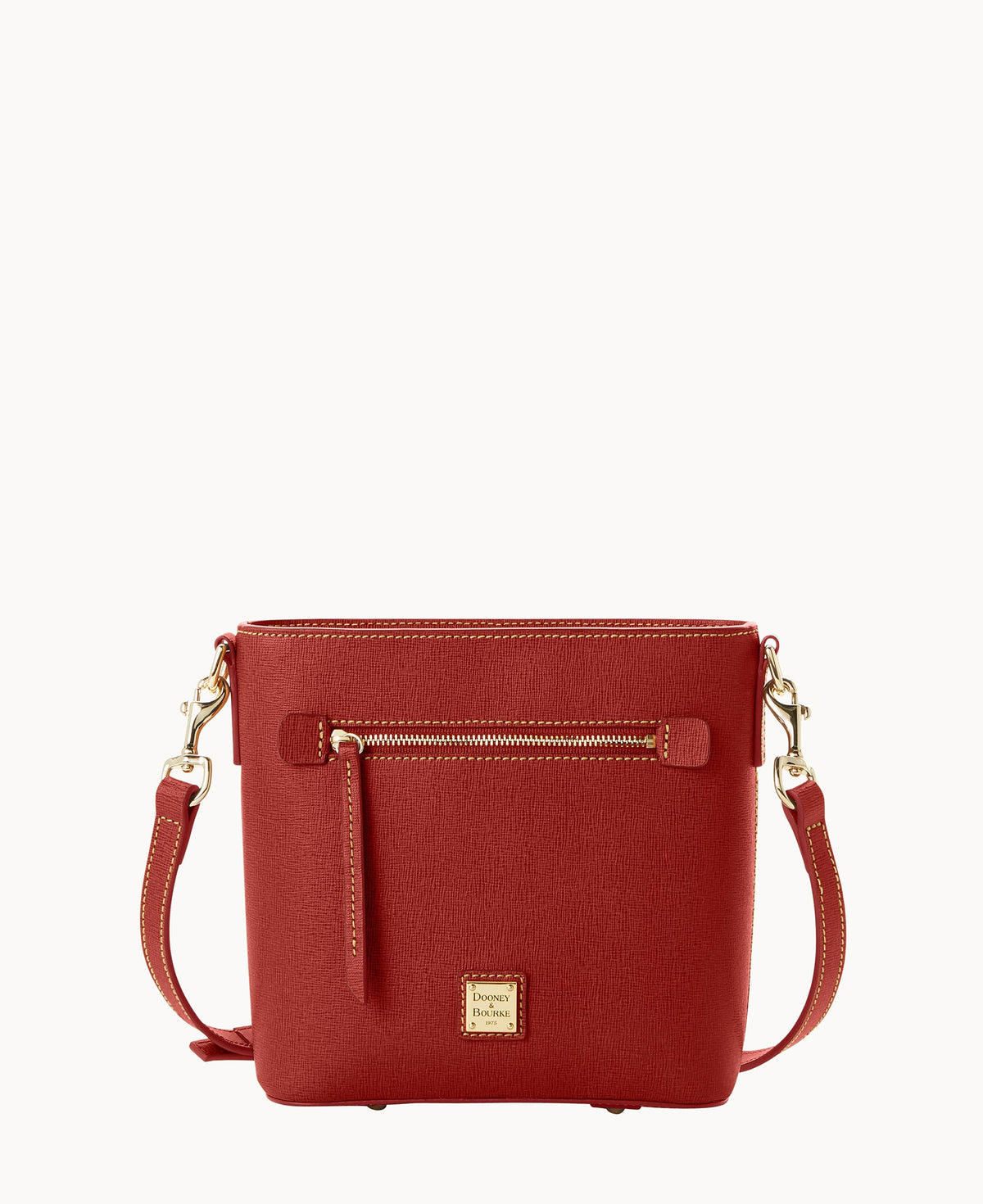 Saffiano Small Zip Crossbody - Burnt Orange