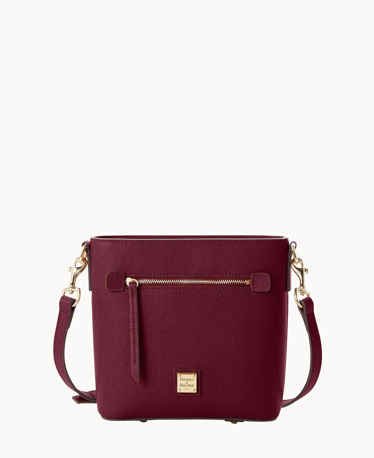 Saffiano Small Zip Crossbody - Bordeaux