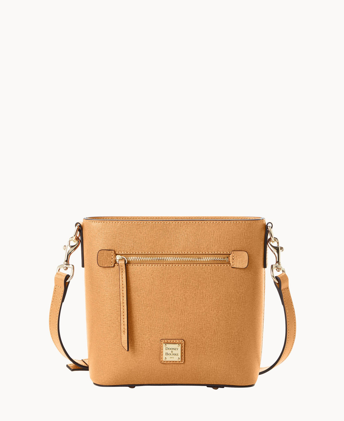 Saffiano Small Zip Crossbody - Camel