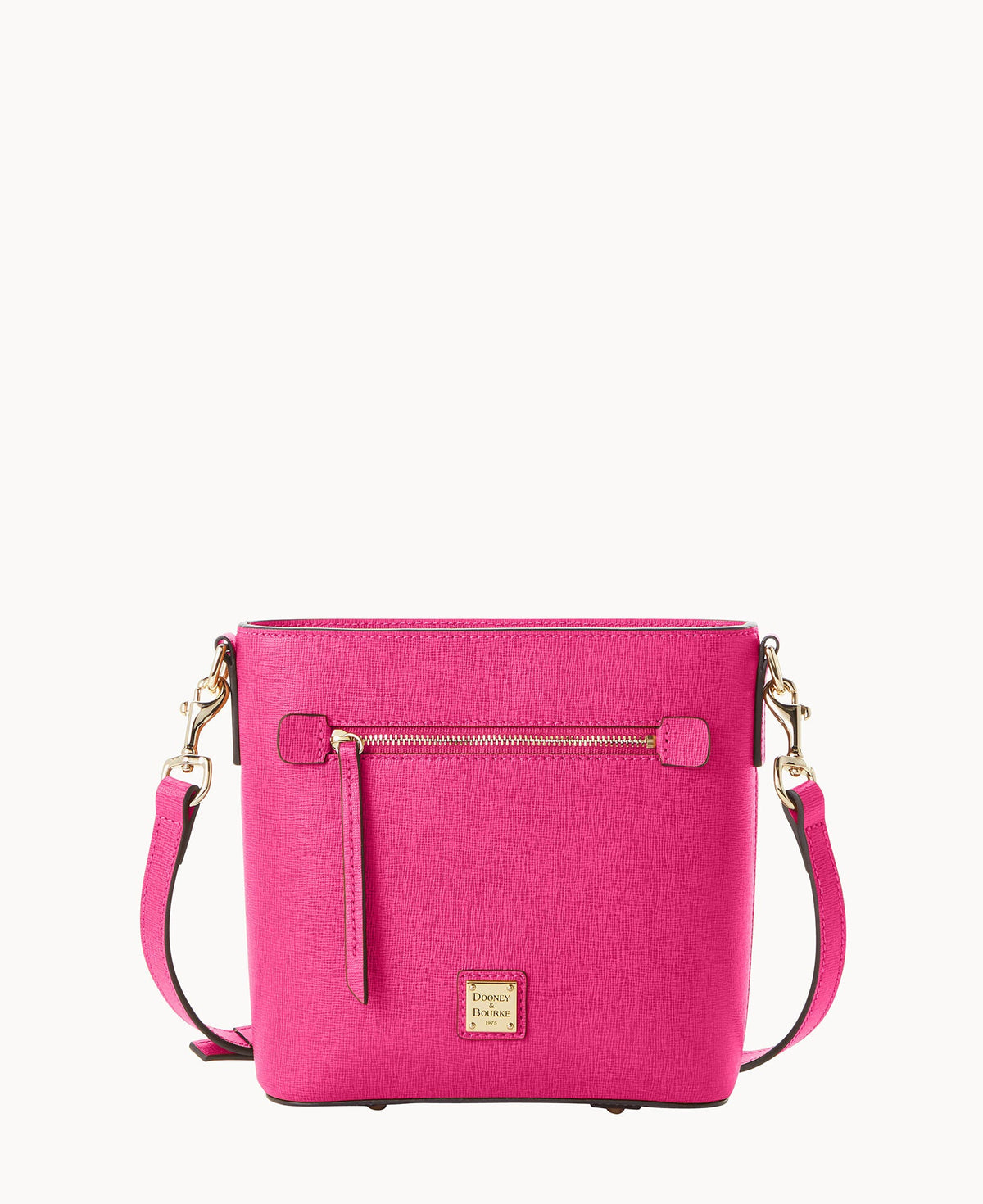 Saffiano Small Zip Crossbody - Fuchsia