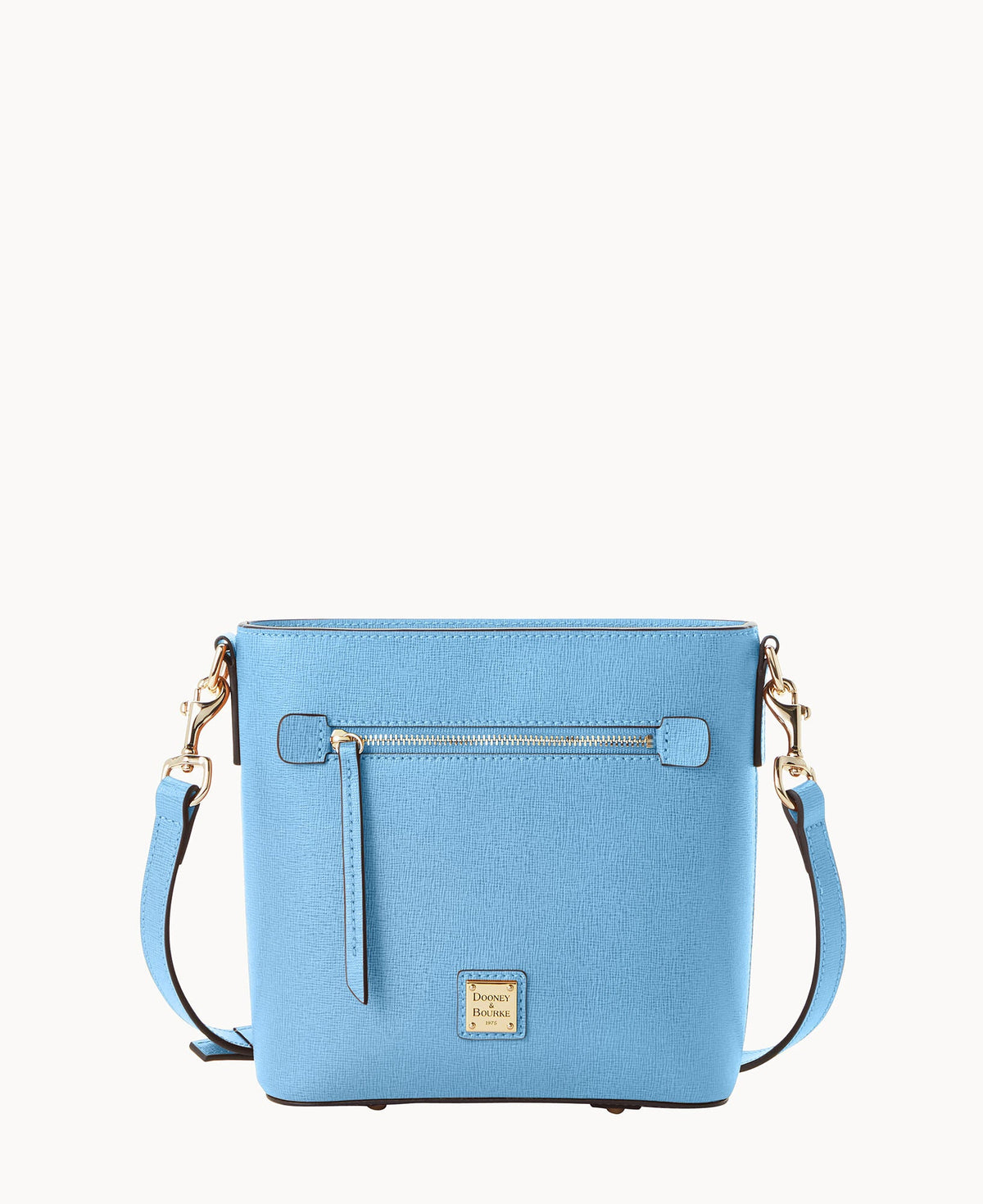 Saffiano Small Zip Crossbody - Sky Blue