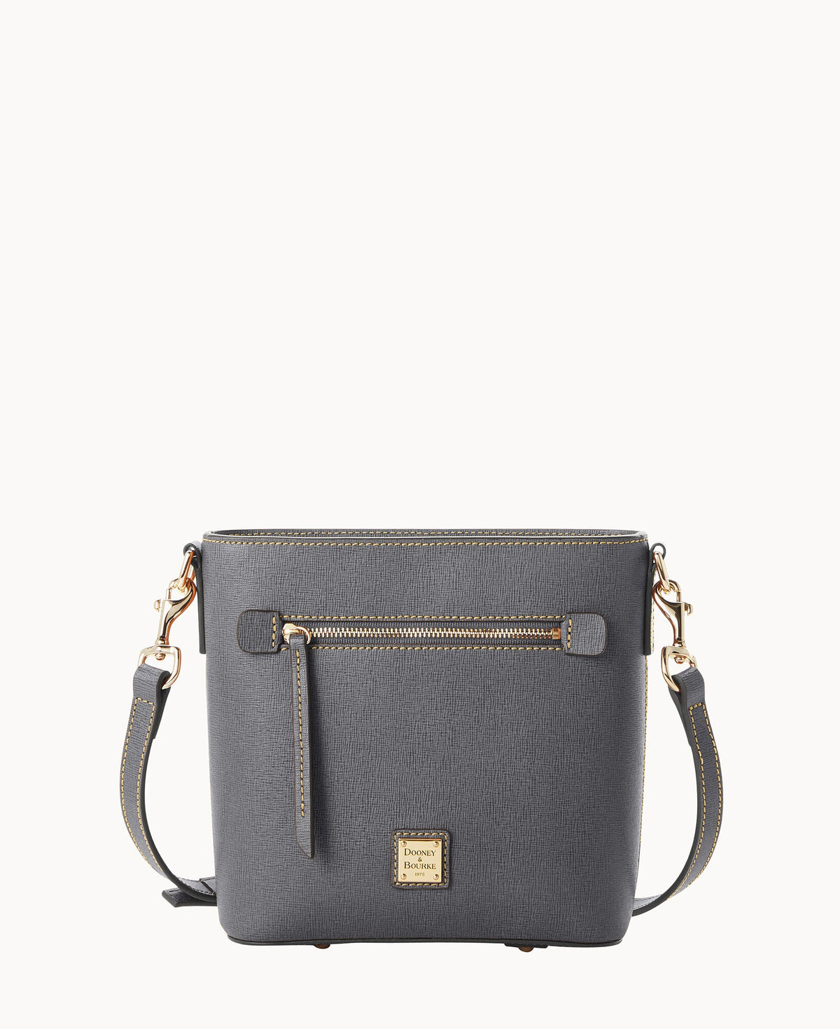 Saffiano Small Zip Crossbody - Smoke