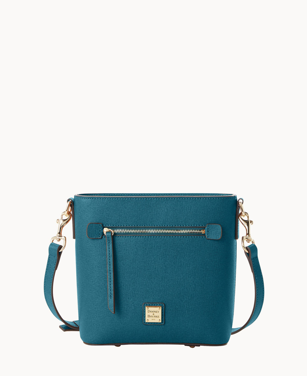 Saffiano Small Zip Crossbody - Deep Teal