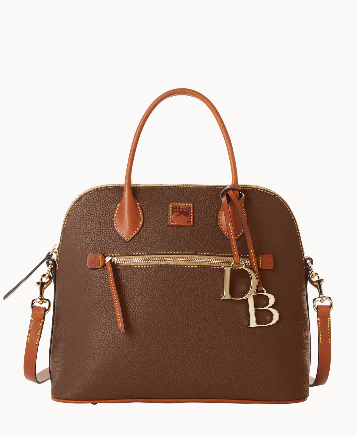 Pebble Grain Large Domed Satchel - Bark