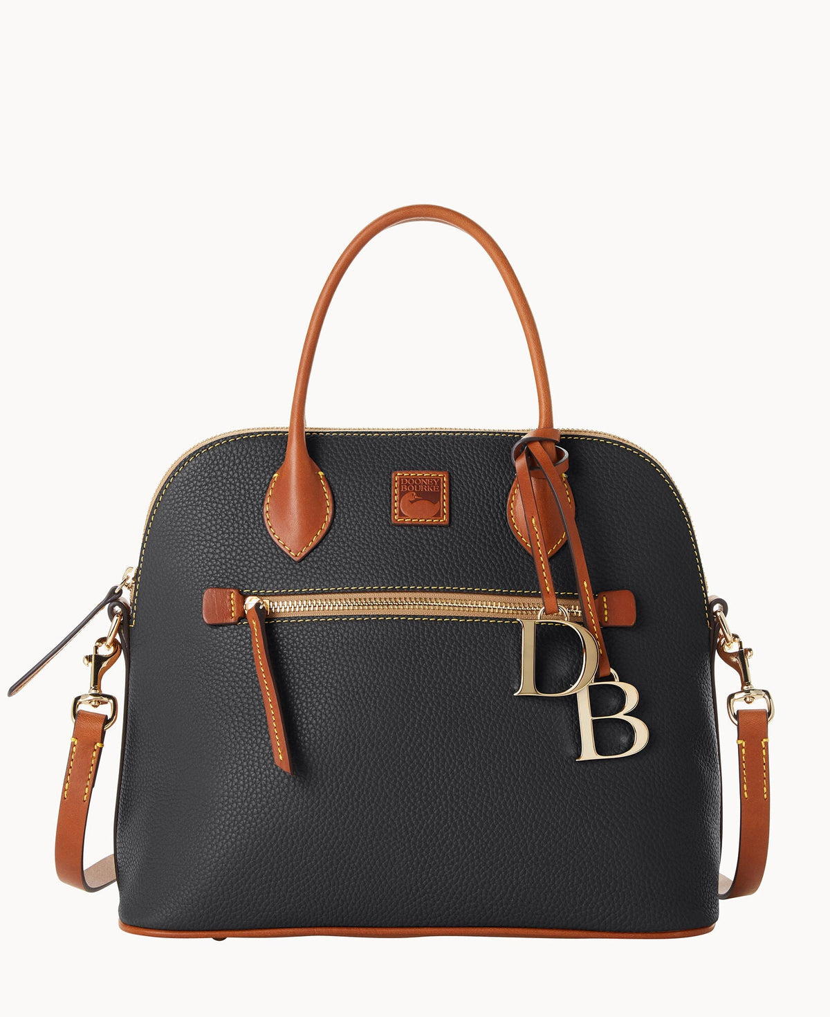Pebble Grain Large Domed Satchel - Black