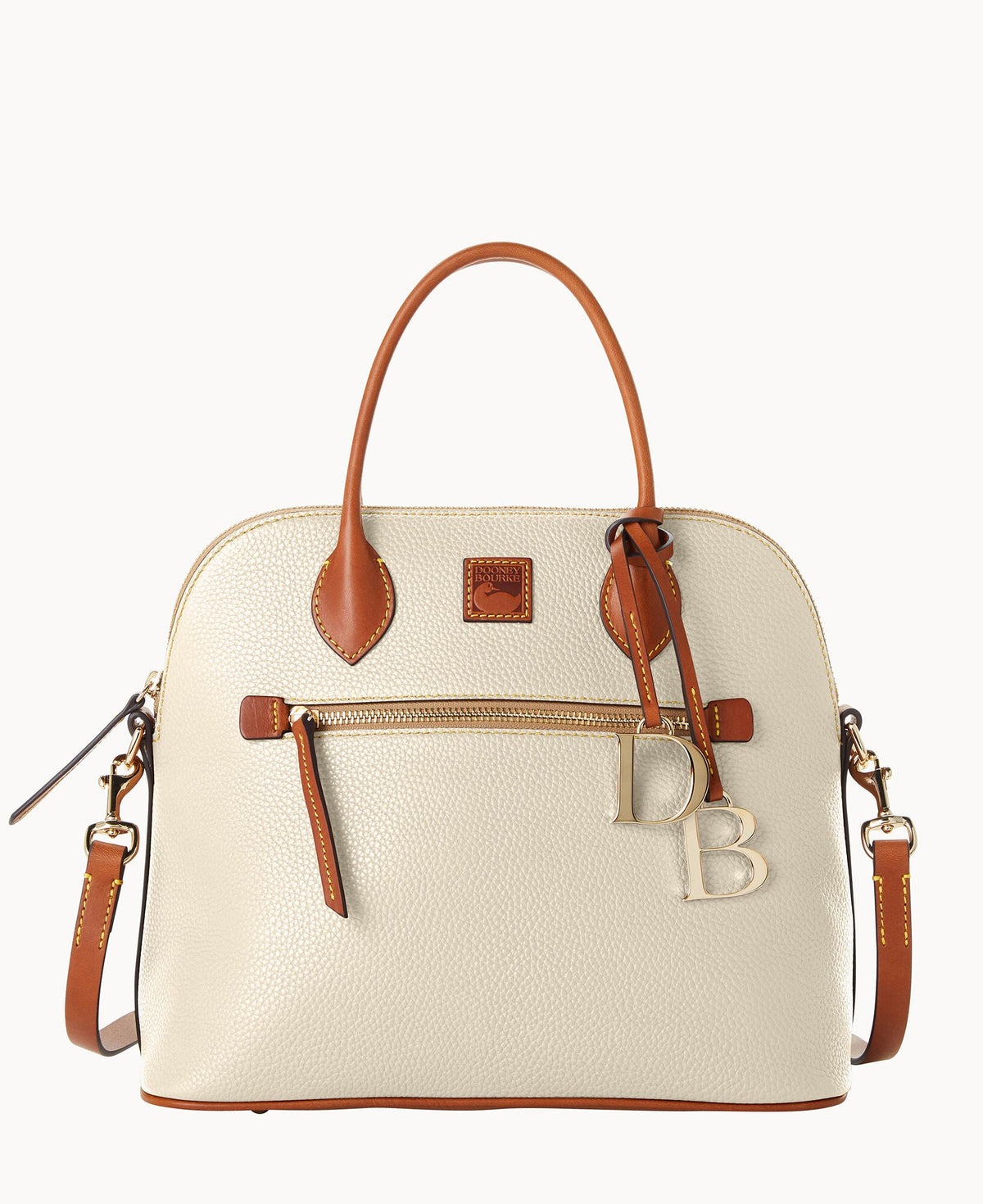 Pebble Grain Large Domed Satchel - Bone