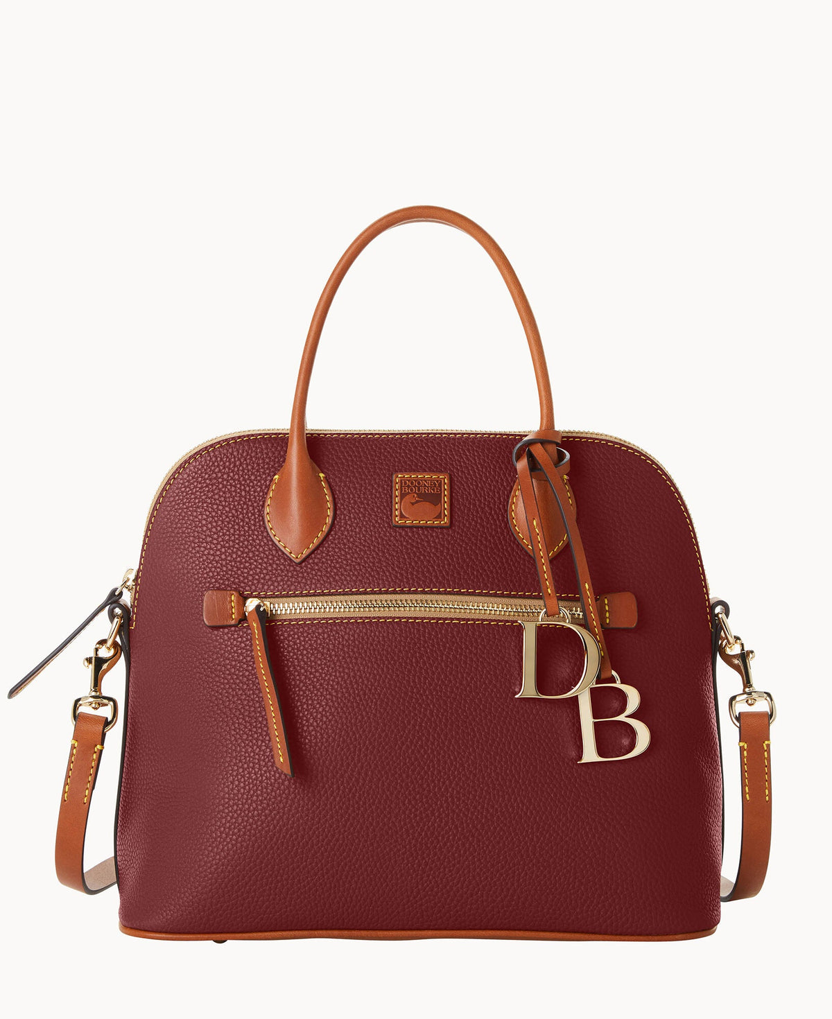 Pebble Grain Large Domed Satchel - Bordeaux
