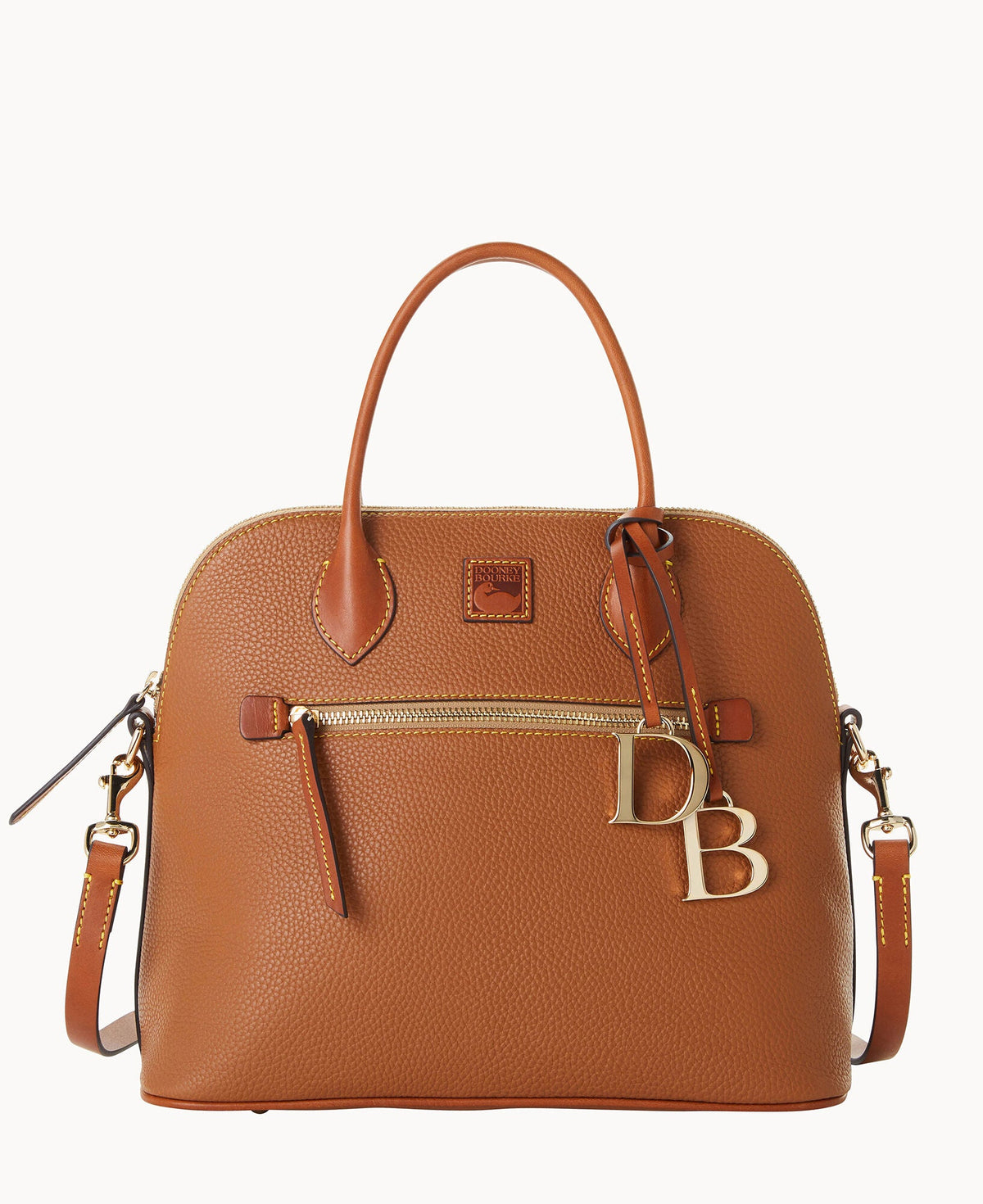 Pebble Grain Large Domed Satchel - Caramel