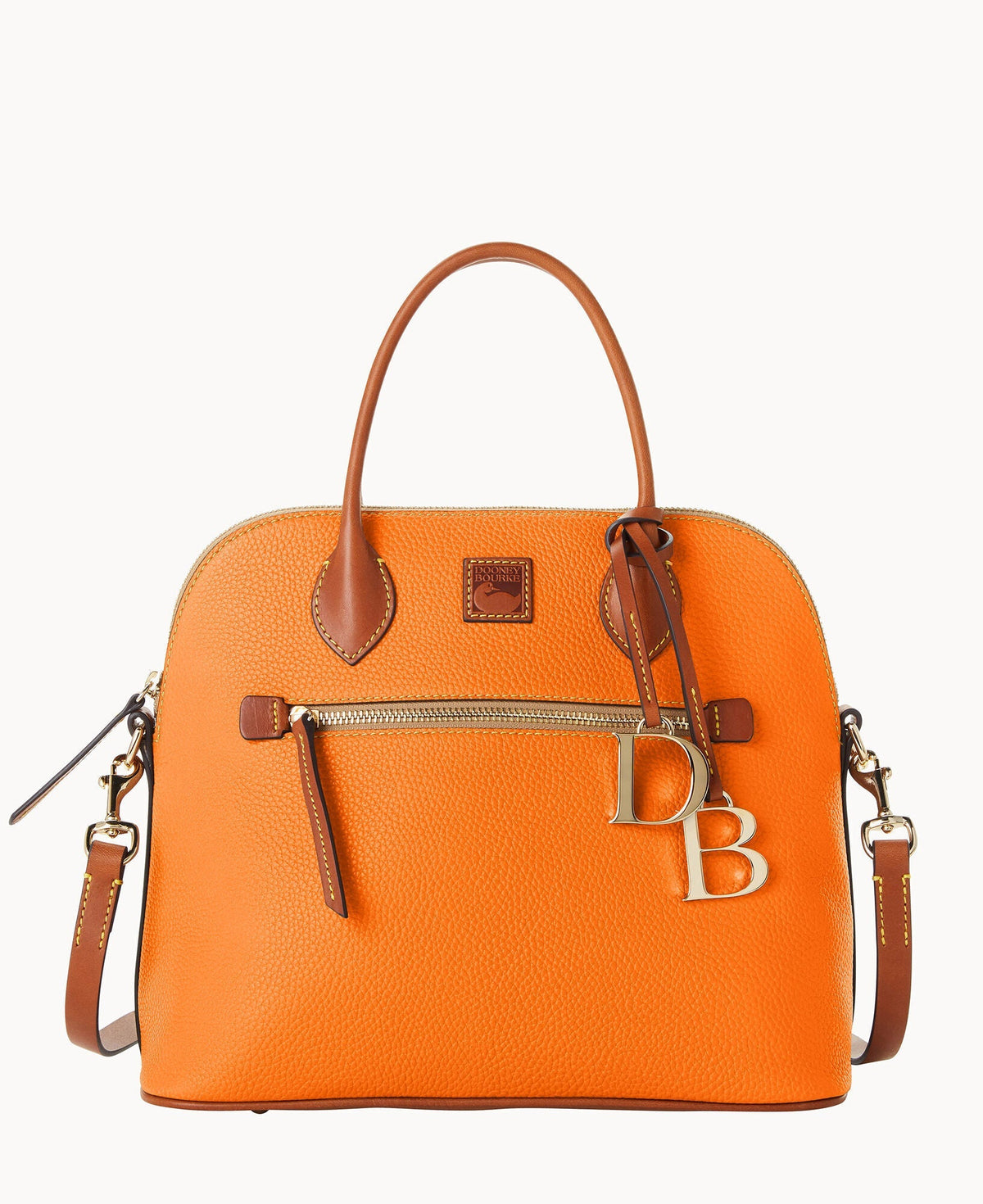 Pebble Grain Large Domed Satchel - Clementine