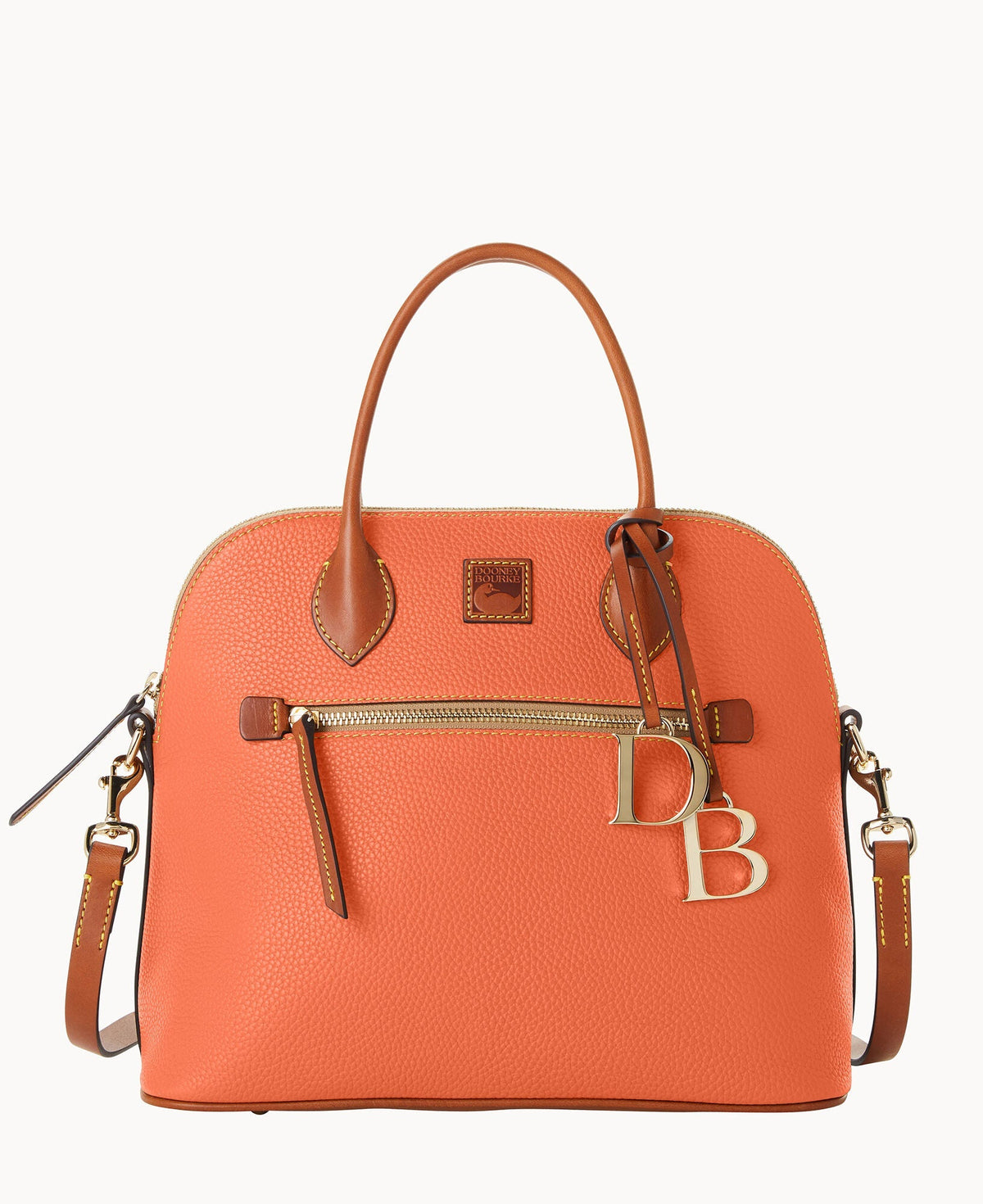 Pebble Grain Large Domed Satchel - Coral