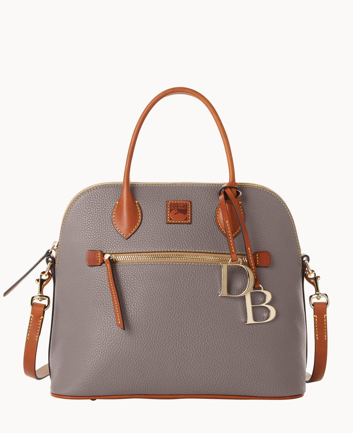 Pebble Grain Large Domed Satchel - Elephant