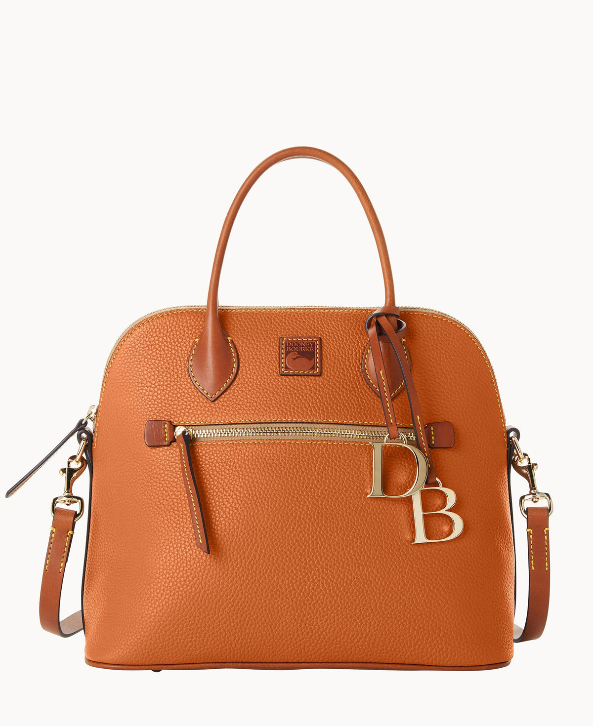 Pebble Grain Large Domed Satchel - French Caramel