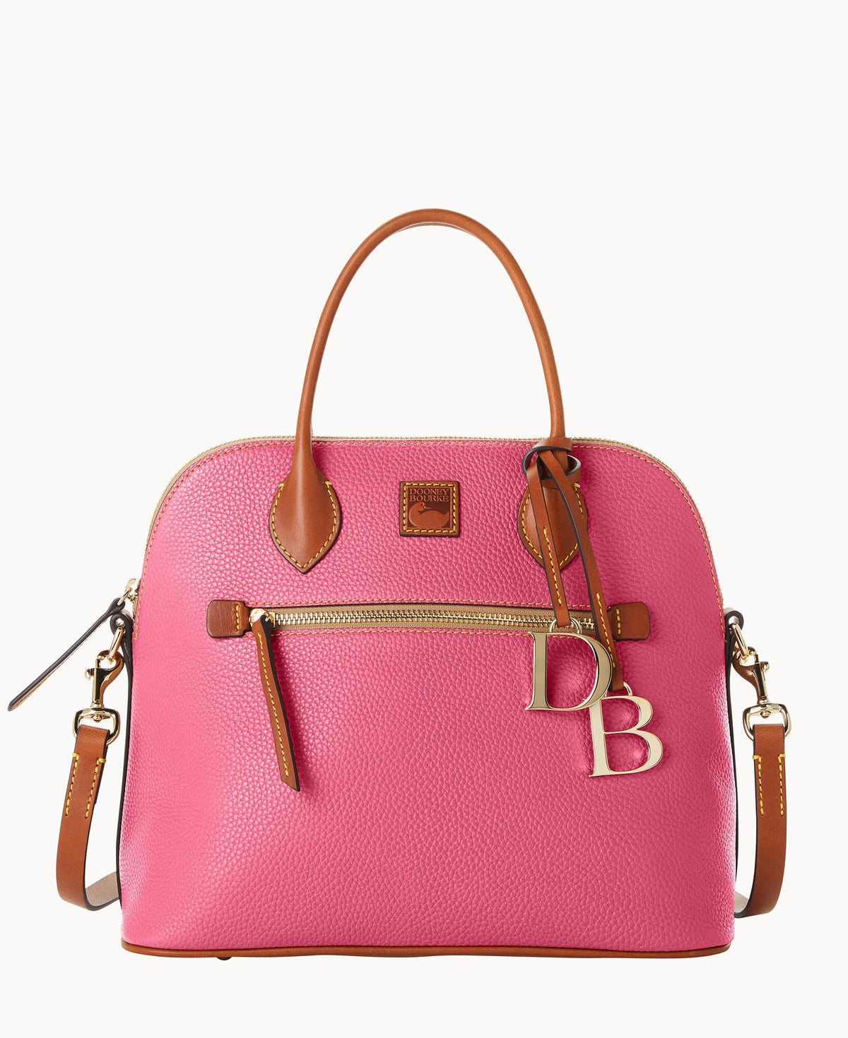 Pebble Grain Large Domed Satchel - Hot Pink