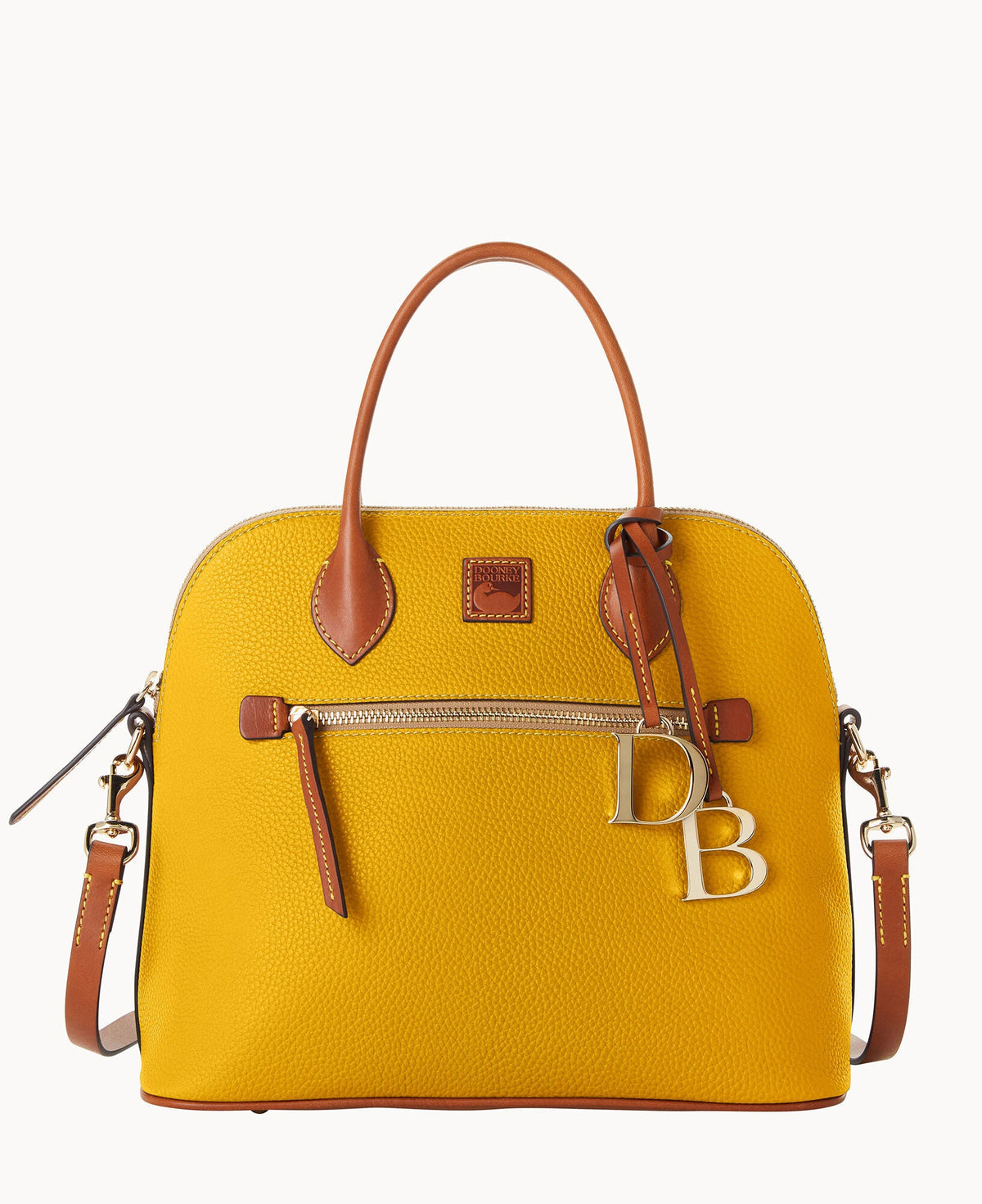 Pebble Grain Large Domed Satchel - Mustard