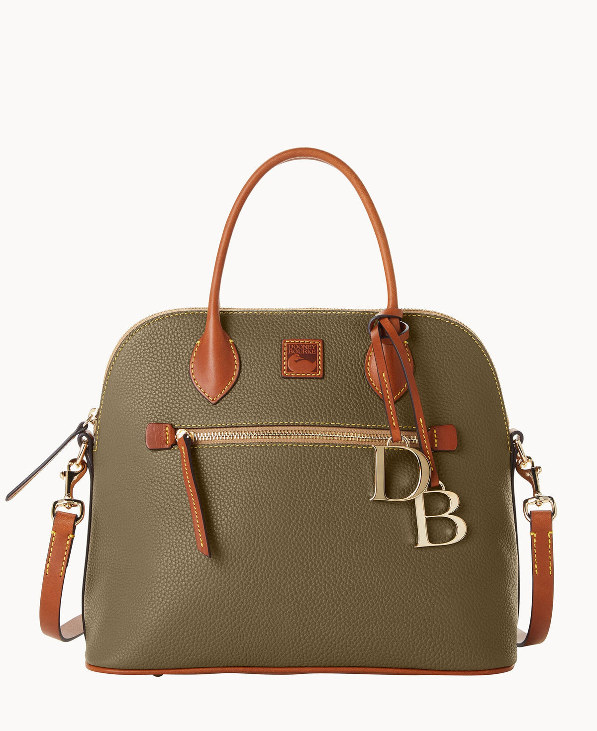 Pebble Grain Large Domed Satchel - Olive