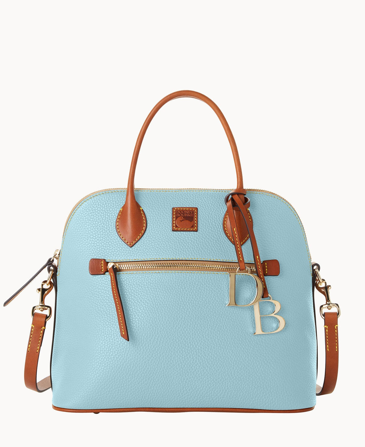 Pebble Grain Large Domed Satchel - Pale Blue