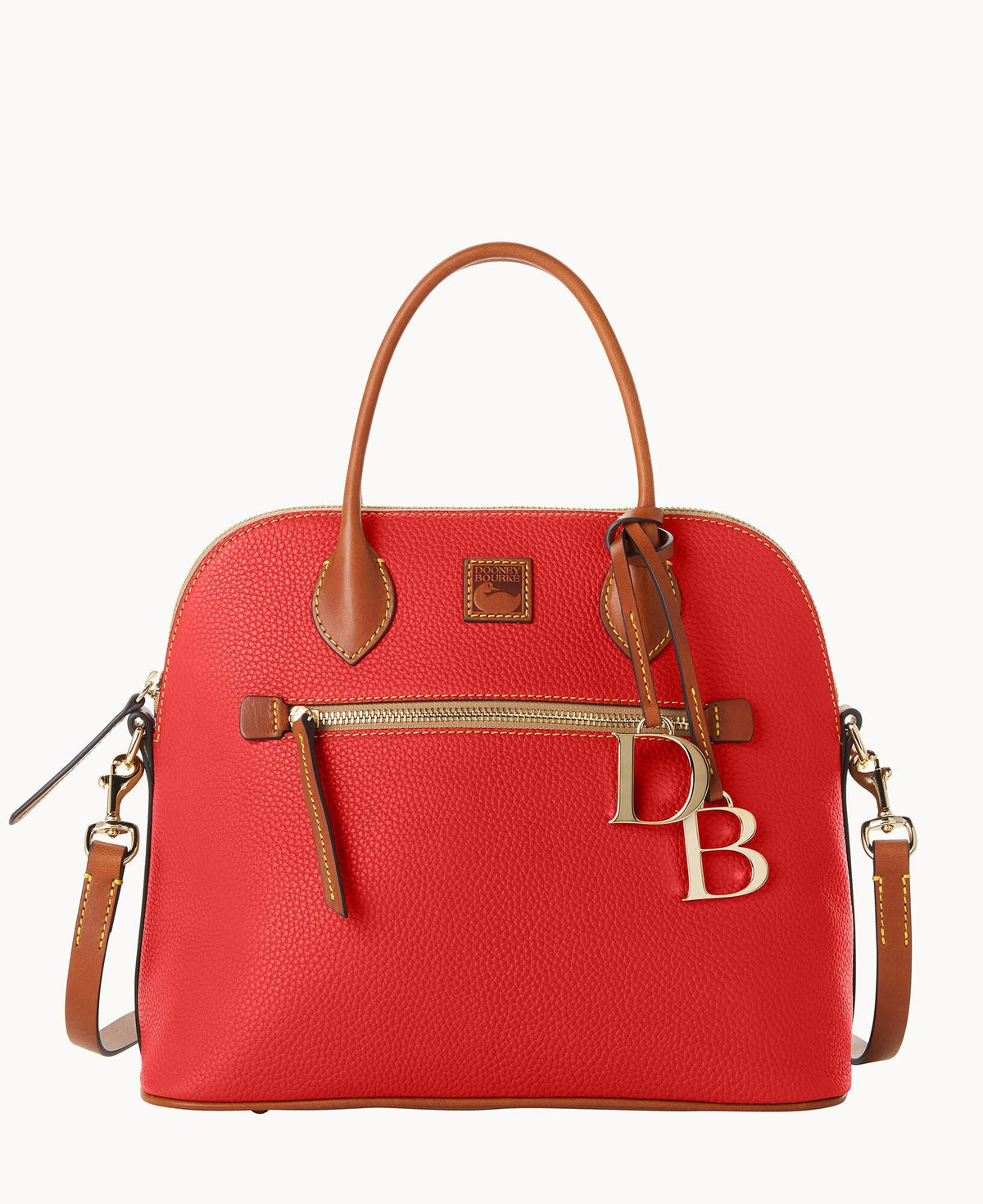 Pebble Grain Large Domed Satchel - Red