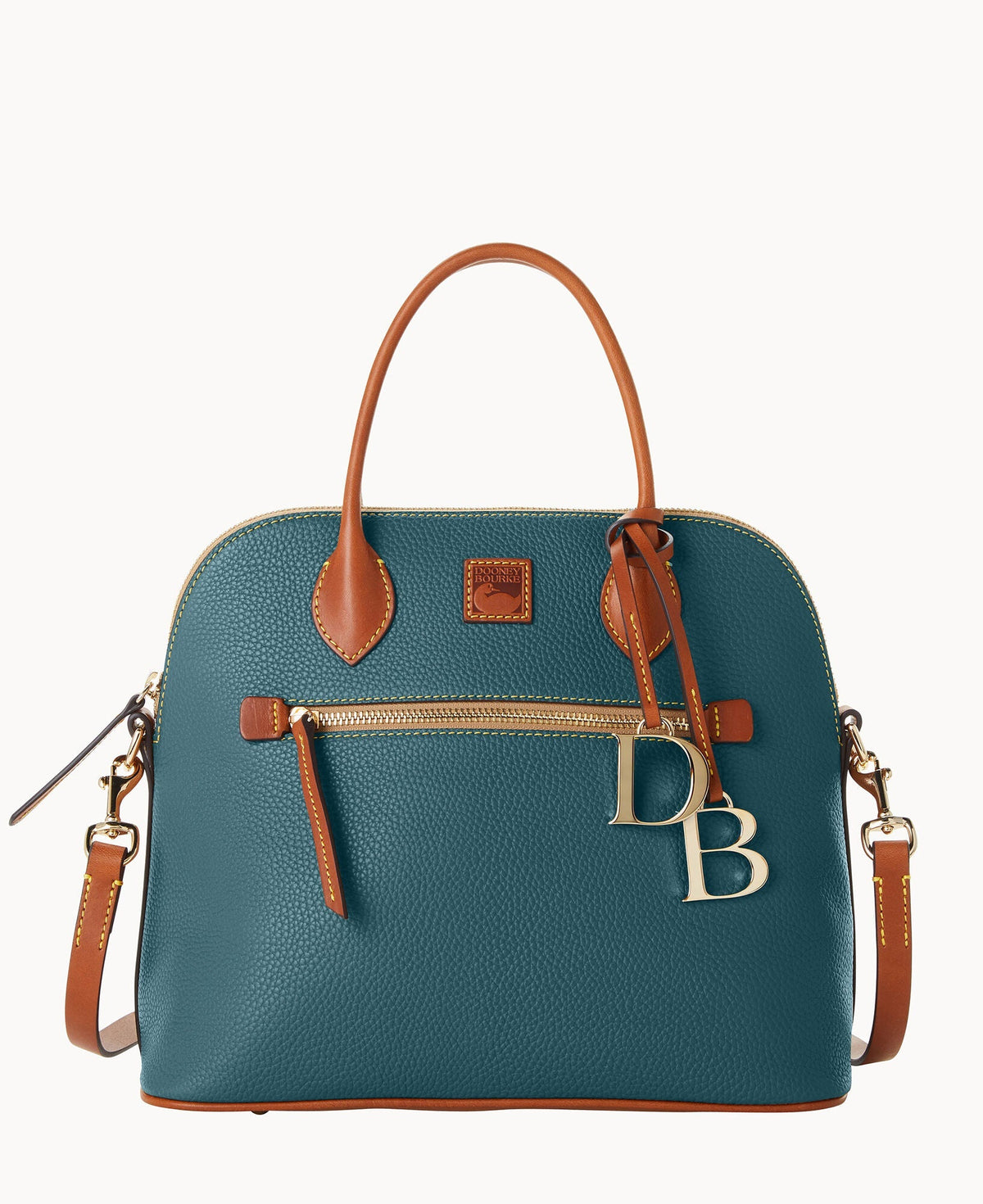 Pebble Grain Large Domed Satchel - Teal