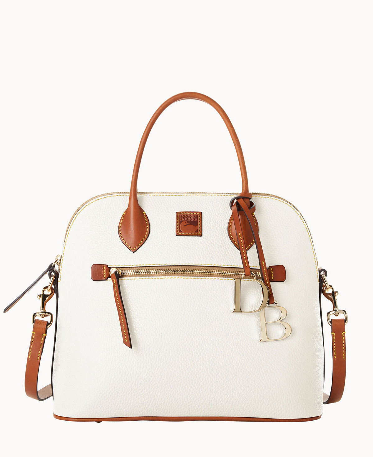 Pebble Grain Large Domed Satchel - White