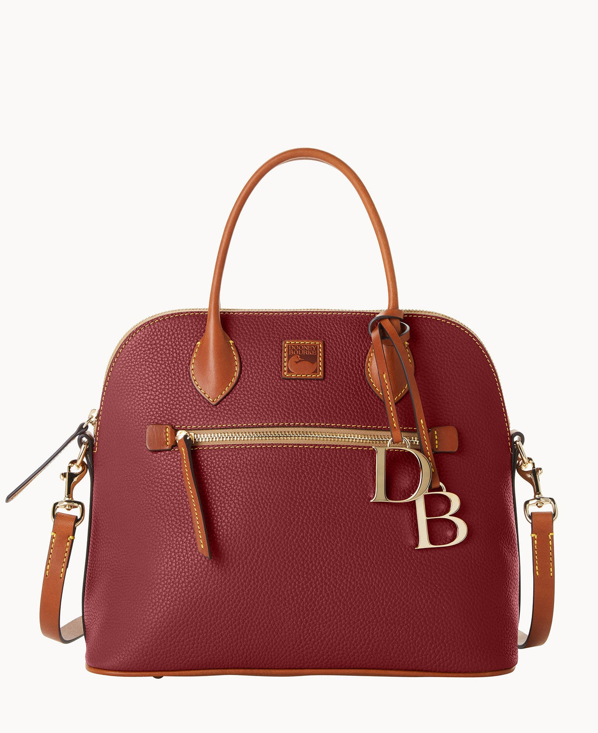 Pebble Grain Large Domed Satchel - Wine