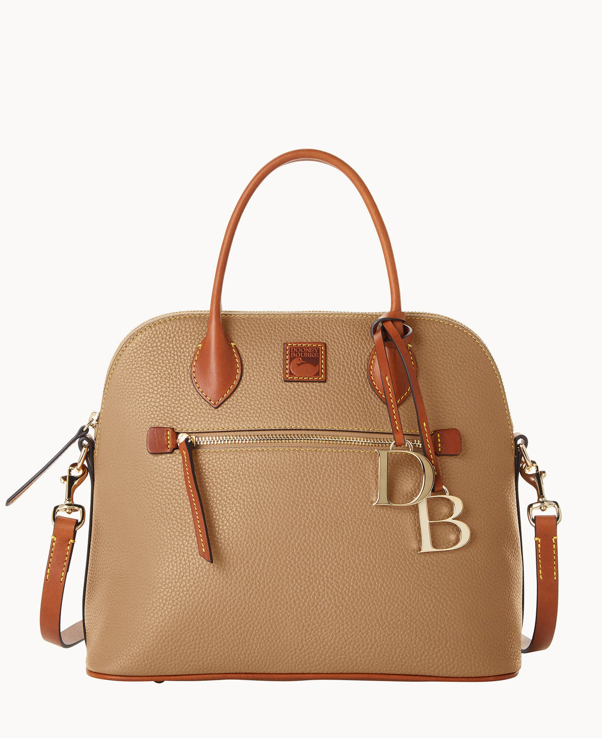 Pebble Grain Large Domed Satchel - Light Taupe