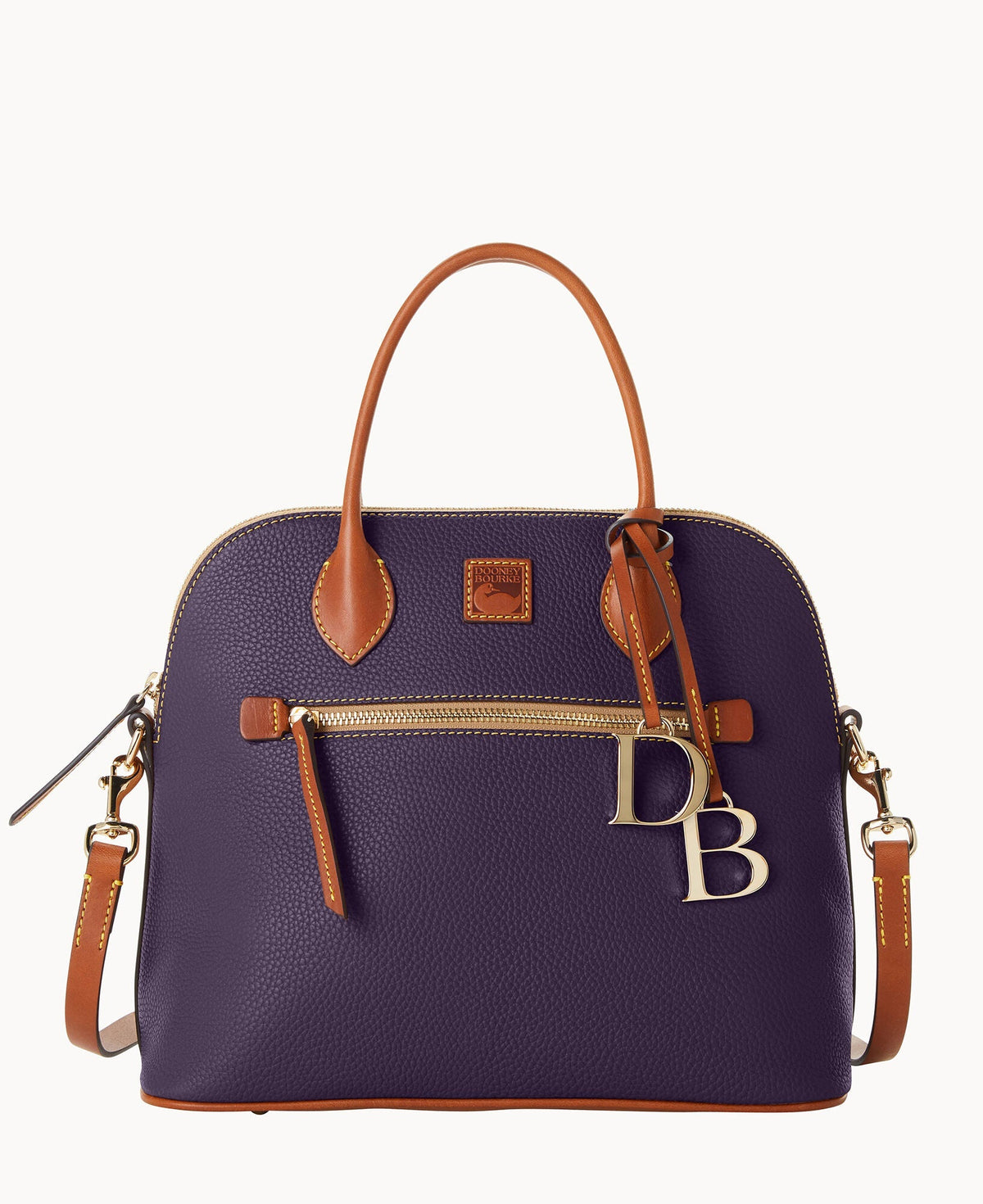 Pebble Grain Large Domed Satchel - Plum Wine