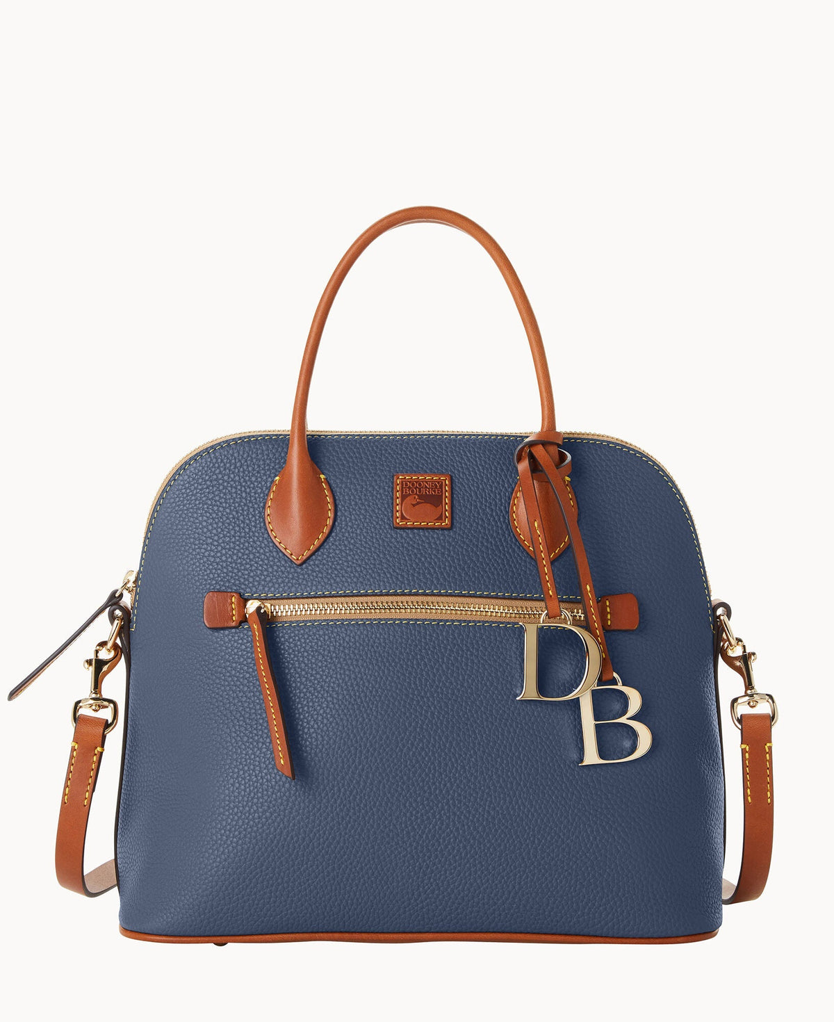 Pebble Grain Large Domed Satchel - Steel Blue